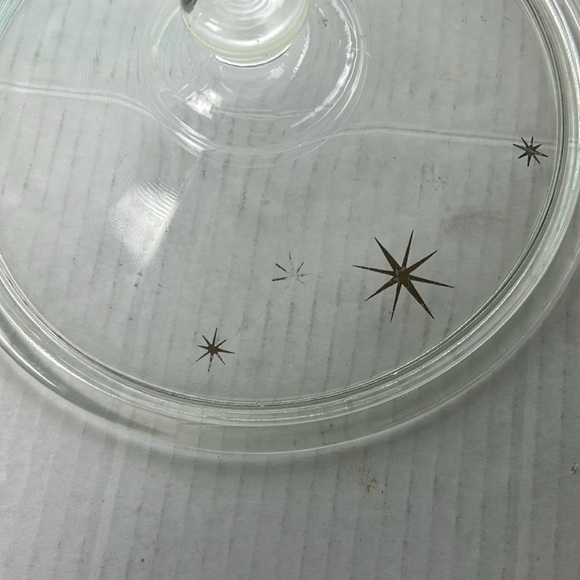 Pyrex Rodney Kent Starline 407 Glass Lid StarburstMid Century Modern Gold Star - Picture 4 of 11